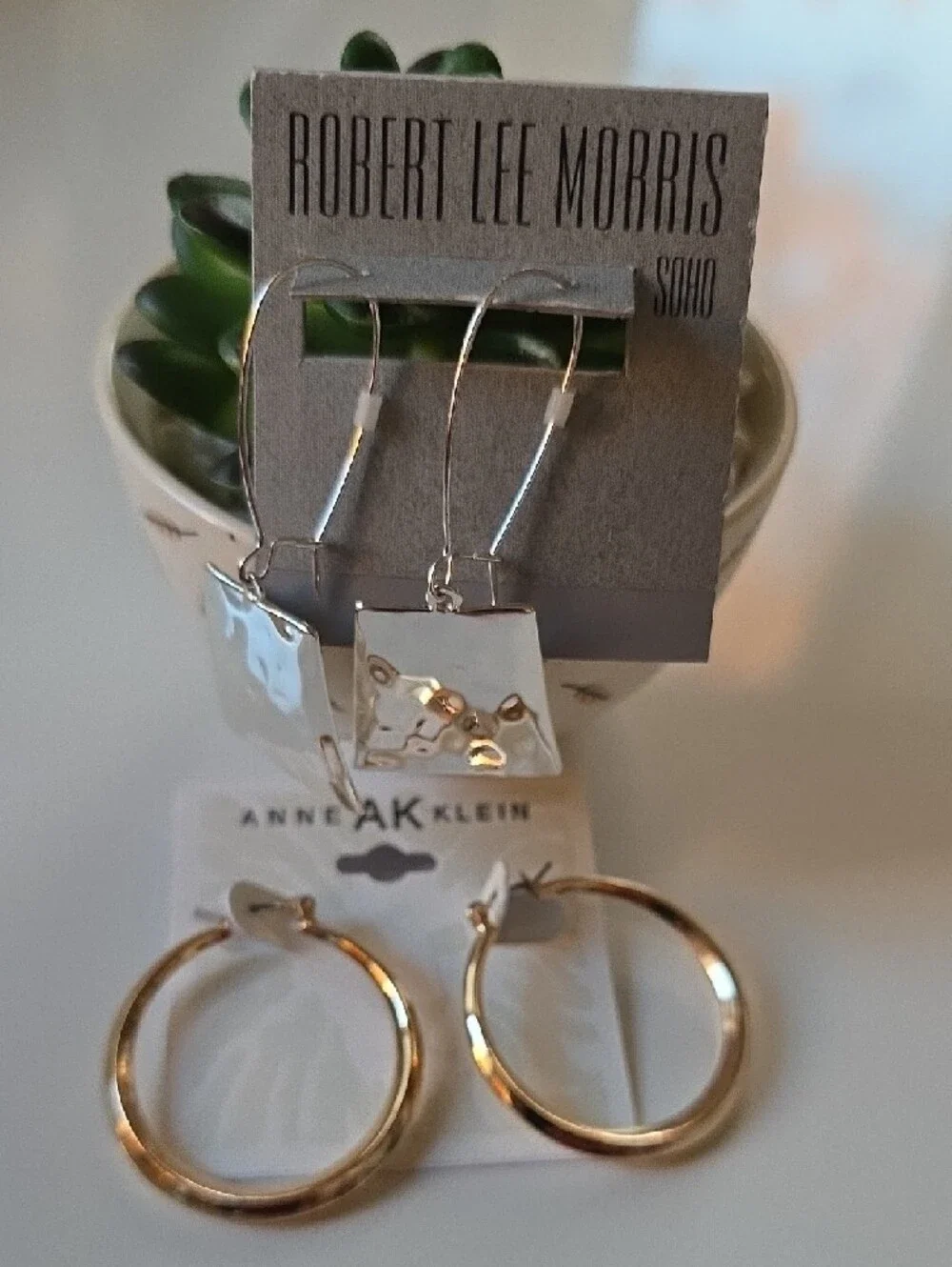 Robert Lee Morris Soho Silver-Tone Trapezoid Drop Earrings.‎